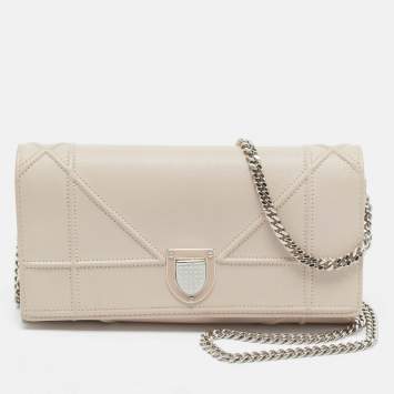 Dior Pink Leather Diorama Wallet on Chain