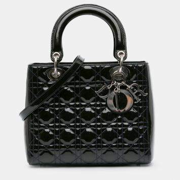 Dior Black Medium Patent Cannage Lady Dior