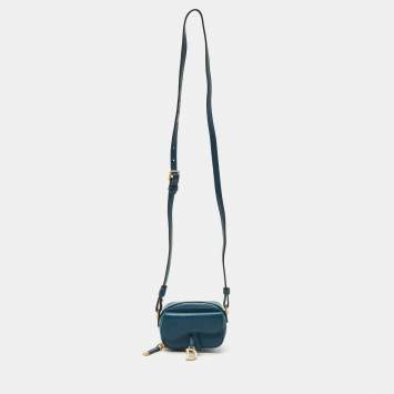 Dior Teal Blue Leather Mini Saddle Shoulder Strap Pouch