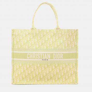Dior Green Large Oblique Canvas Book Tote