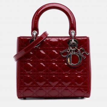 Dior Red Medium Patent Cannage Lady Dior
