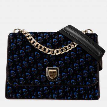 Dior Blue Oblique Velvet Diorama Satchel