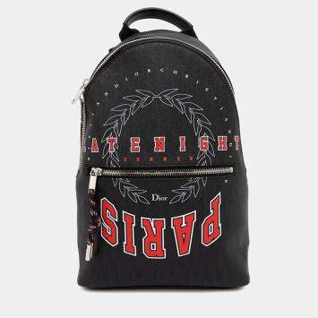 Dior Logo Backpack Black Leather