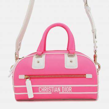 Dior Vibe Pink/White Leather Small 2Way Bowling Bag