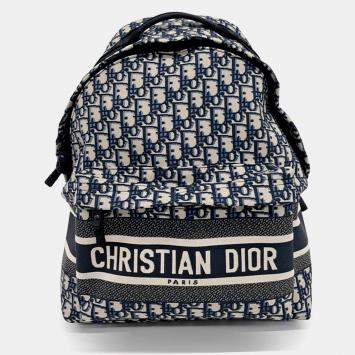 Dior Navy Blue Fabric Oblique Backpack