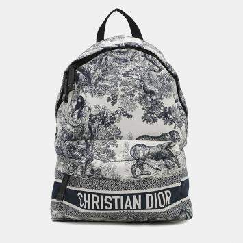 Pre Owned Dior Dior Travel Small White/Navy Nylon Backpack