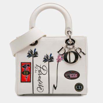 Pre Owned Dior White Medium Lambskin Paradise Lady Dior