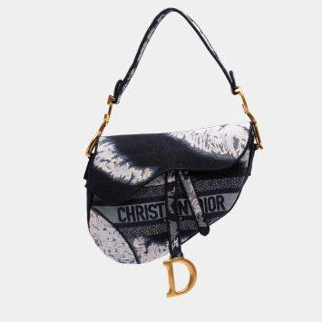 Pre Owned Dior Black Canvas Embroidered Tie Dye Saddle Bag