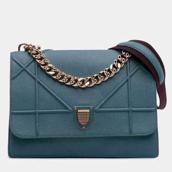 Dior Blue Medium Grained Calfskin Diorama Satchel