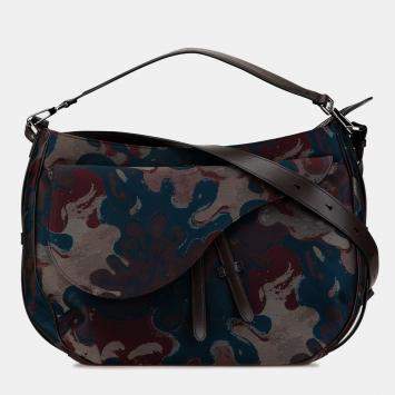 Dior Brown Peter Doig Denim Camouflage Soft Saddle Bag