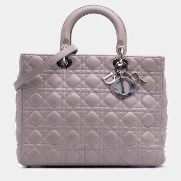 Pre Owned Dior Purple Large Lambskin Cannage Lady Dior