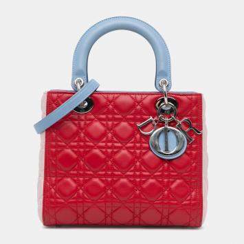 Dior Medium Tricolor Lambskin Cannage Lady Dior