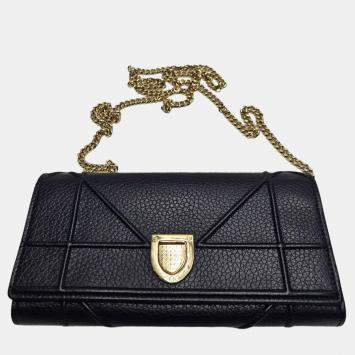Dior Diorama Blue Leather Wallet on Chain