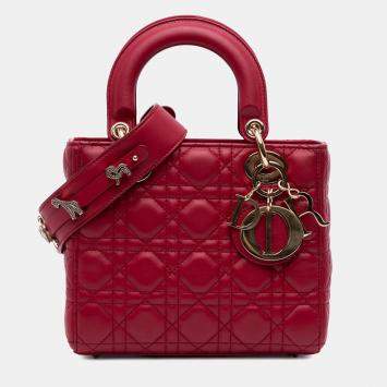 Dior Red Small Lambskin Cannage My ABCDior Lady Dior Bag