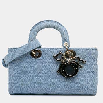 Dior Blue Medium Denim Cannage Lady D Joy