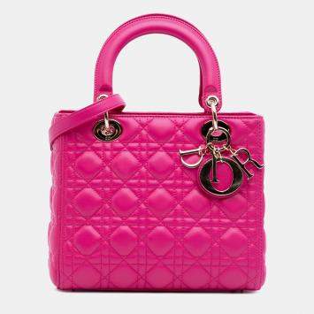 Dior Pink Medium Lambskin Cannage Lady Dior