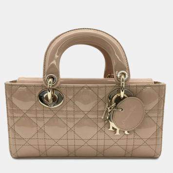 Dior Beige Small Patent Cannage Lady D-Joy