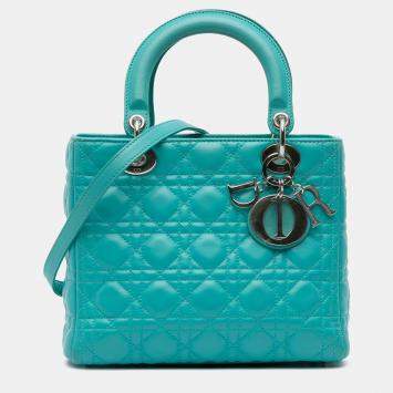 Dior Blue Medium Lambskin Cannage Lady Dior