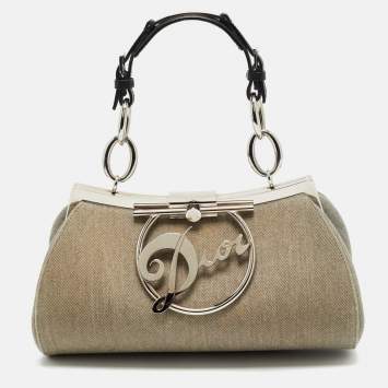 Pre Owned Dior Light Grey Denim Diva Frame Bag