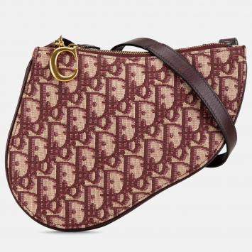 Pre Owned Dior Red Oblique Canvas Saddle Triple Zip Crossbody