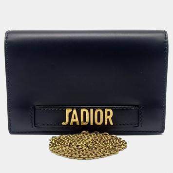 Dior Black Leather JaDior Mini Chain Crossbody Bag