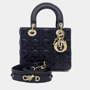 Dior Black Leather Cannage Lady Bag Small