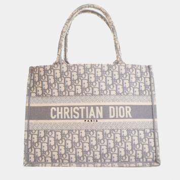 Dior Grey Medium Oblique Canvas Book Tote