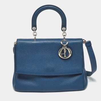 Pre Owned Dior Navy Blue Leather Medium Be Dior Flap Bag