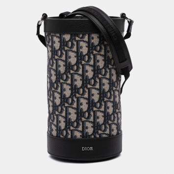 Pre Owned Dior Blue Oblique Canvas Thermo Bottle Holder