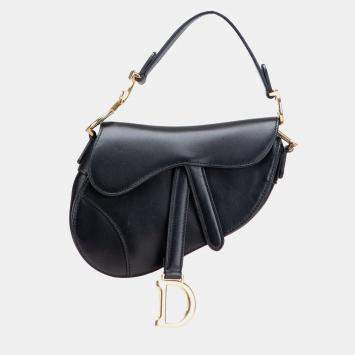 Pre Owned Dior Black Mini Leather Saddle Bag