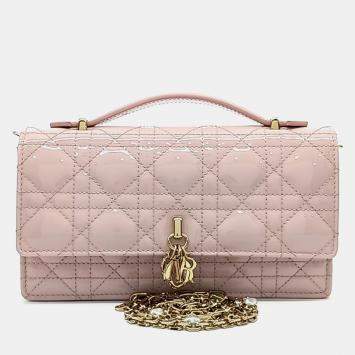 Pre Owned Dior Pink Patent Leather Patent My Dior Top Handle Mini Bag