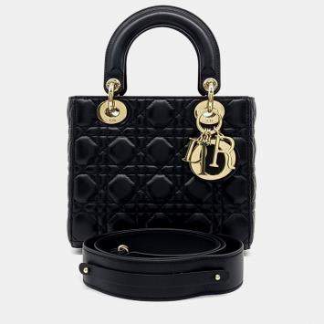 Dior Black Leather Cannage Lady Bag Small