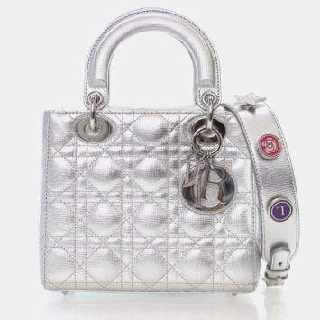 Pre Owned Christian Dior My Lady Dior Small Lucky Badges Calfskin Handbag