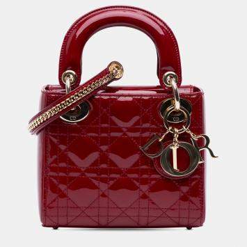 مملوكة مسبقًا Dior Red Mini Patent Cannage Lady Dior