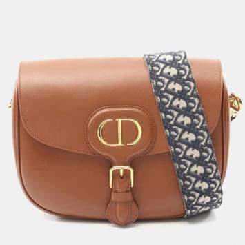 Pre Owned Christian Dior Dior Bobby Large Shoulder Bag Leather Brown