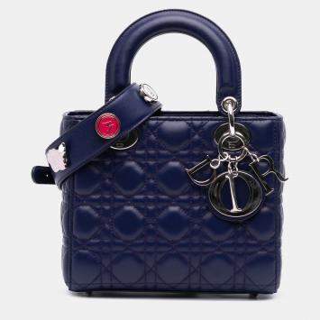 Pre Owned Dior Blue Small Lambskin Cannage My ABCDior Lady Dior