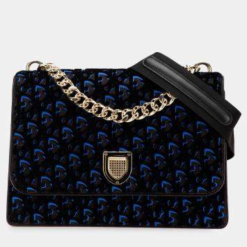 Pre Owned Dior Diorama Blue Velvet Shoulder Bag