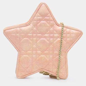 Pre Owned Dior Kids Star Pink Cannage Lambskin Crossbody Bag