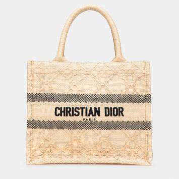 Pre Owned Dior Brown Small Raffia Cannage Book Tote