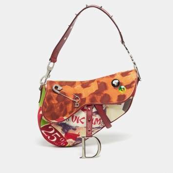 Pre Owned Dior Multicolor Fabric Limited Edition 0706 Saddle Bag