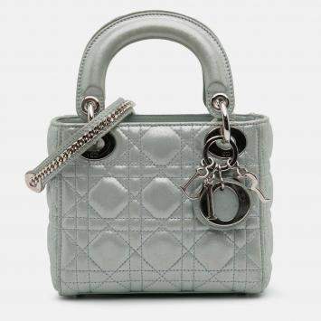 Pre Owned Mini Iridescent Lambskin Cannage Lady Dior