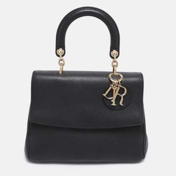 Pre Owned Dior Black Leather Small Be Dior Flap Top Handle Bag