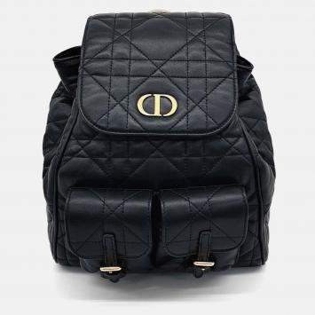 Pre Owned Dior Black Leather Caro Backpack