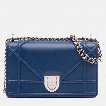 Pre Owned Dior Blue Mini Lambskin Diorama Flap