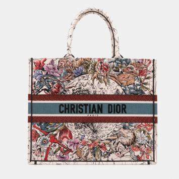 Pre Owned Dior Multicolor Large Embroidered Canvas Zodiac Book Tote