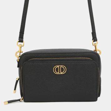 مملوكة مسبقًا Dior Karo Double Pouch Black Leather Shoulder Bag