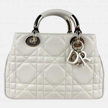 Pre Owned Christian Dior 95.22 Small Leather Shoulder Bag In White