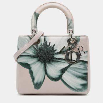 Pre Owned Dior Pink Medium Deerskin Floral Printed Lady Dior