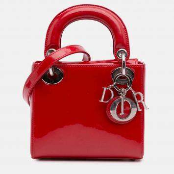 Pre Owned Dior Red Mini Patent Lady Dior