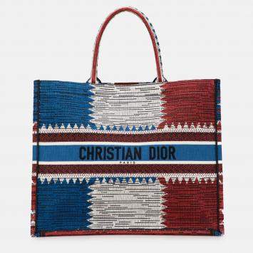 Pre Owned Dior Blue Large Canvas French Flag Book Tote